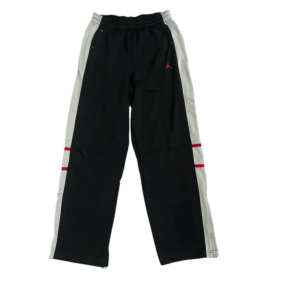 Vtg Nike Air Jordan Joggers Mens XL Black Track Pants Ankle Zip Baggy Y2K